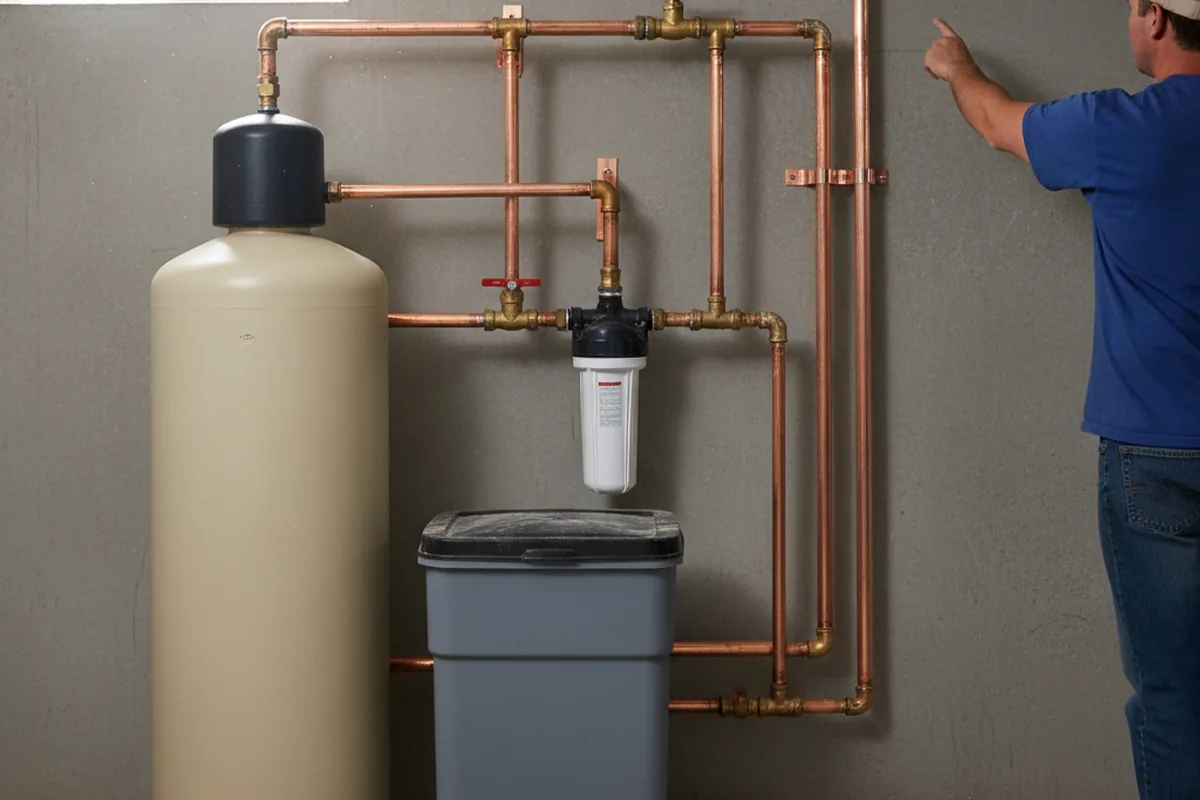 Whole-house water treatment system installed in Drain