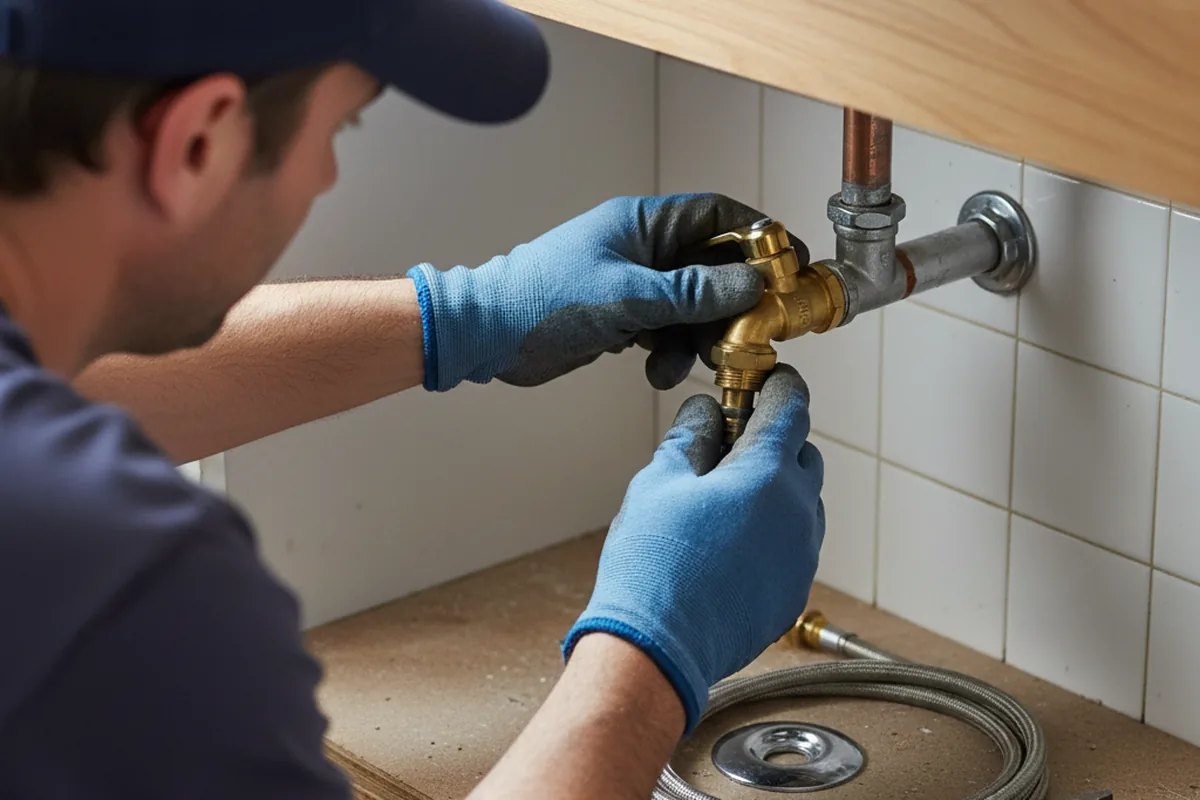 Shutoff valve and fitting work during Well Pump Repair in Drain